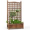 Dark Brown Fir Wood Outdoor Planter with Trellis Large Flower Box for Garden Balcony Yard